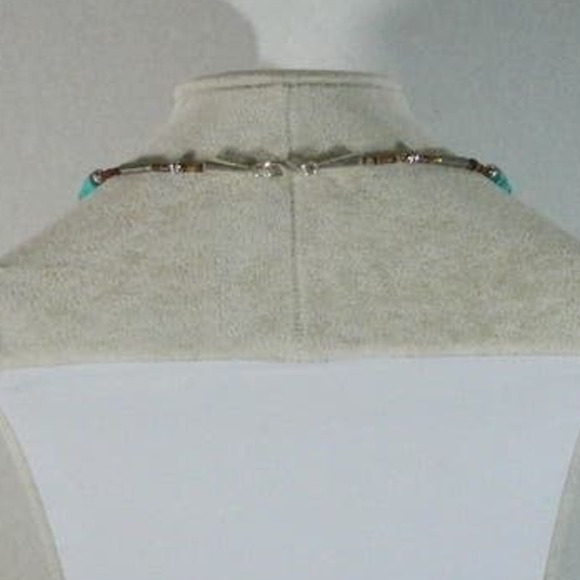 Artisan  Turquoise and Sterling Silver Beads Upcycled Necklace Handmade - Picture 2 of 4